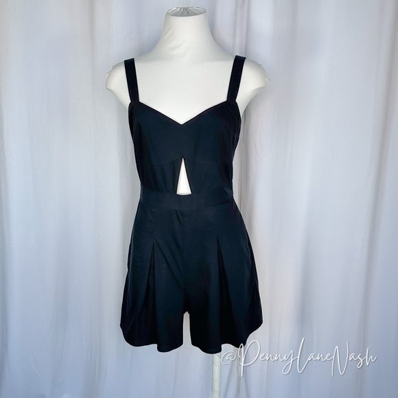 Express Pants - Express Sleeveless Cutout Romper Black